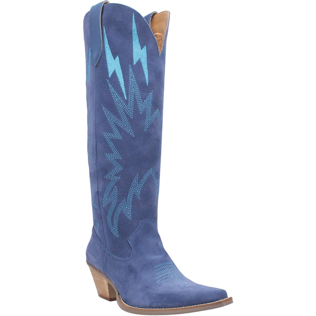 Dingo Women's 16" Thunder Road Blue Suede Snip Toe Western Boot - DI597 - BL - 6M