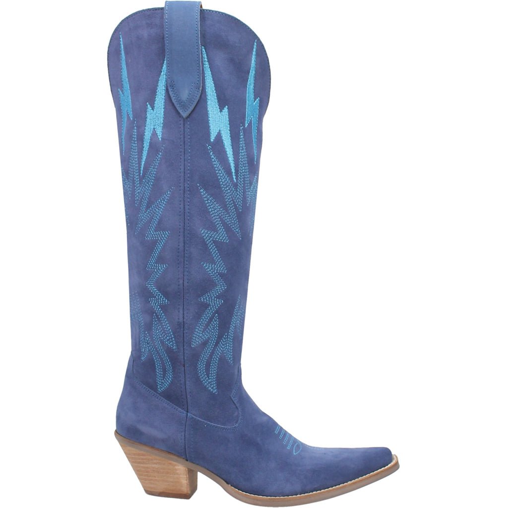 Dingo Women's 16" Thunder Road Blue Suede Snip Toe Western Boot - DI597 - BL - 6M