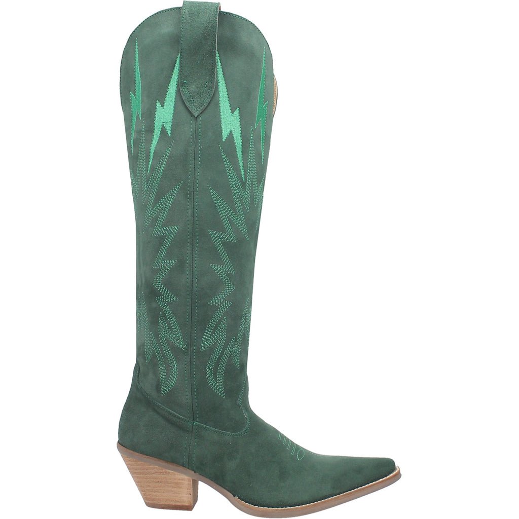 Dingo Women's 16" Thunder Road Green Suede Snip Toe Western Boot - DI597 - GN - 6M