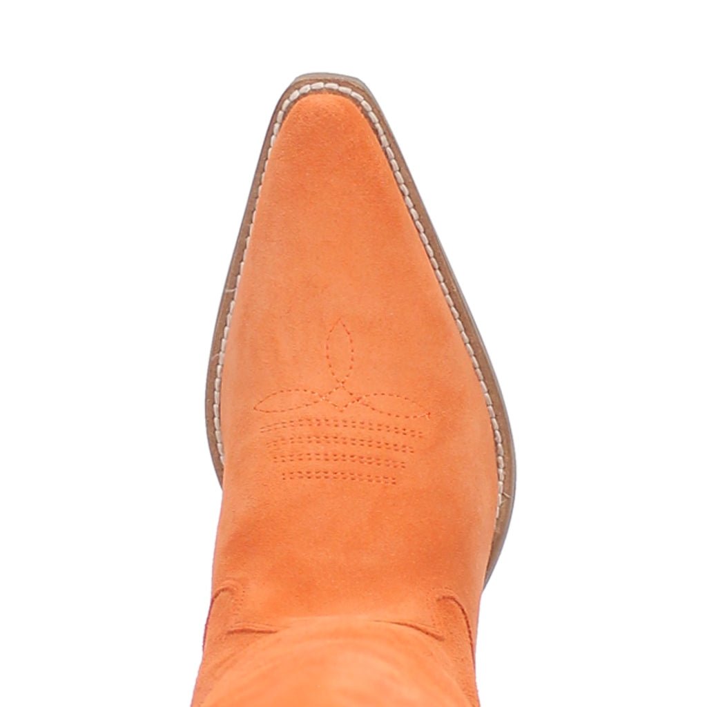 Dingo Women's 16" Thunder Road Orange Suede Snip Toe Western Boot - DI597 - OR - 6M