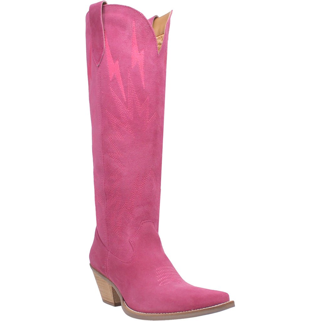 Dingo Women's 16" Thunder Road Fuchsia Suede Snip Toe Western Boot - DI597 - PU6 - 6M