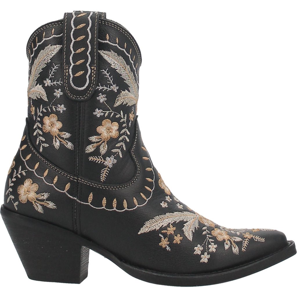 Dingo Women's 7" Prime Rose Black Almond Toe Western Boot - DI748 - BK - 6M