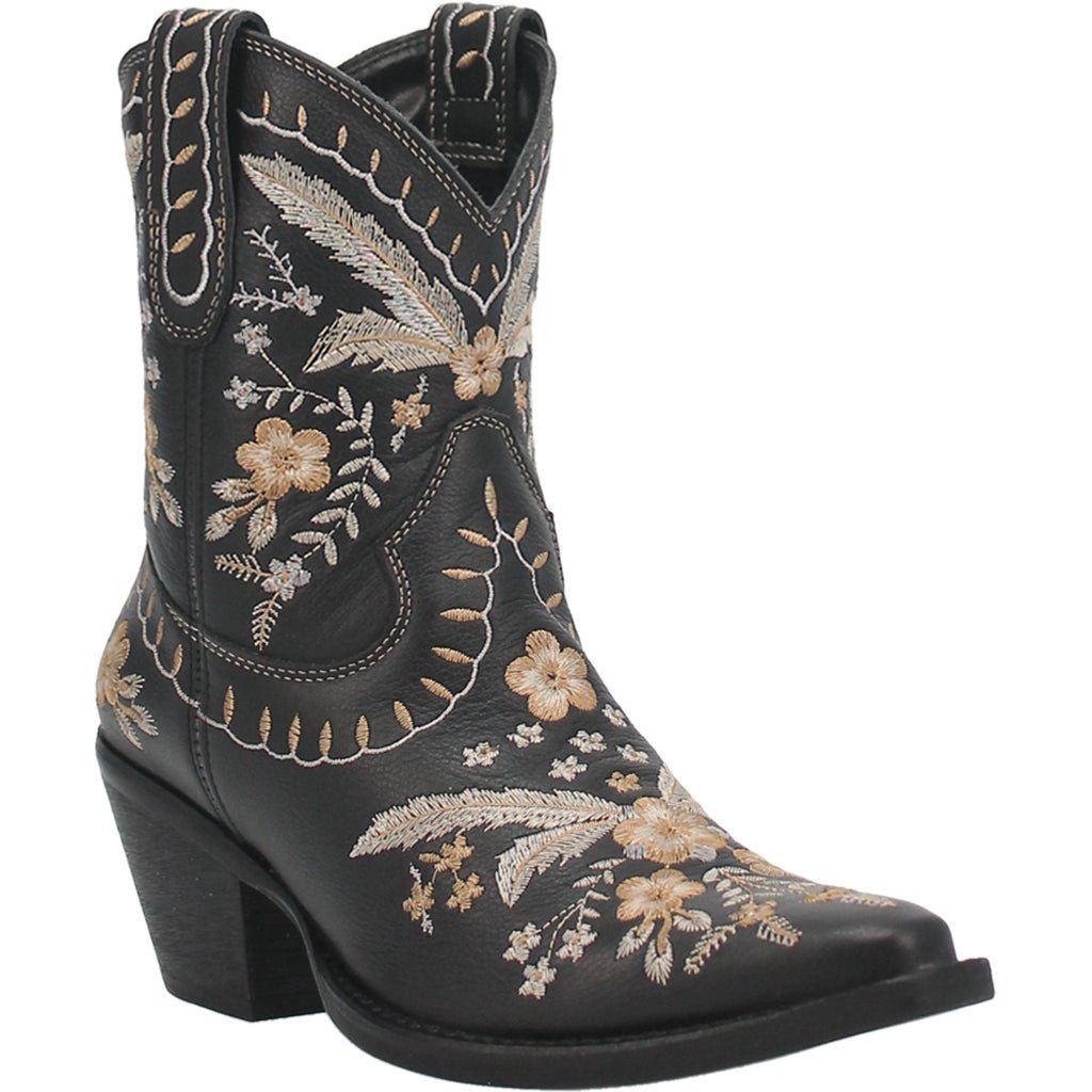 Dingo Women's 7" Prime Rose Black Almond Toe Western Boot - DI748 - BK - 6M