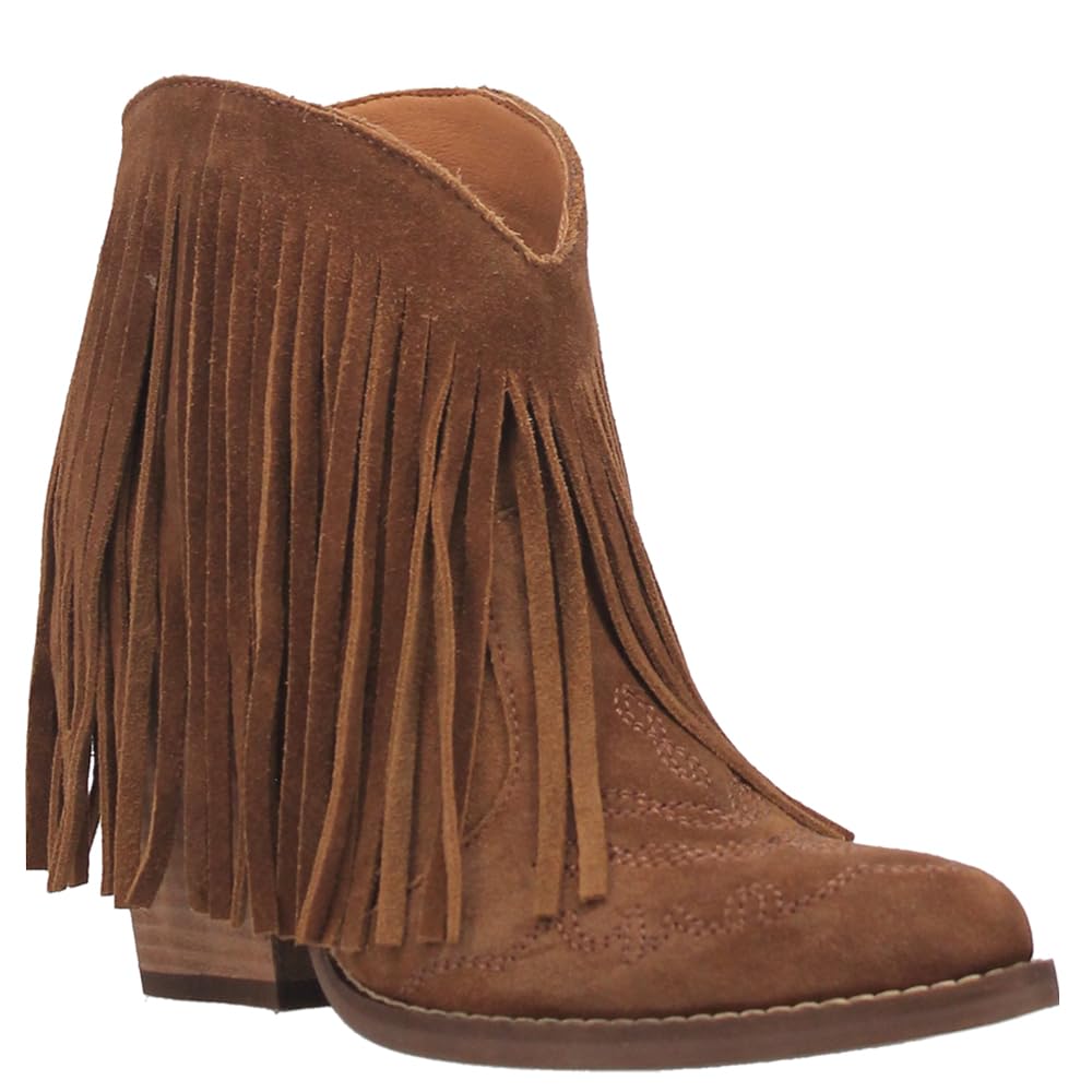 Dingo Women's 6" Tangles Camel Leather Snip Toe Western Bootie - DI908 - CAMEL - 6M