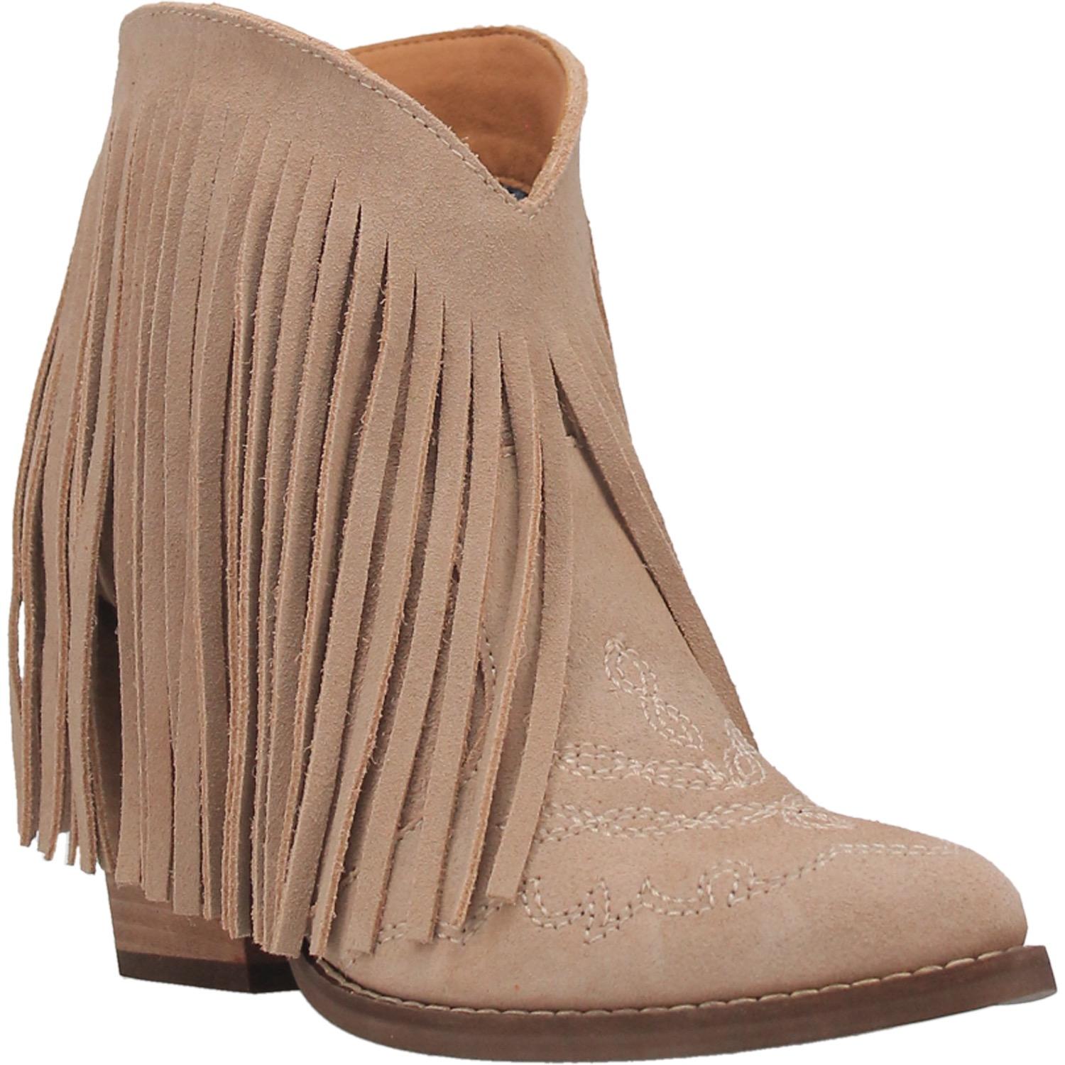 Dingo Women's 6" Tangles Sand Leather Snip Toe Western Bootie - DI908 - Sand - 6M