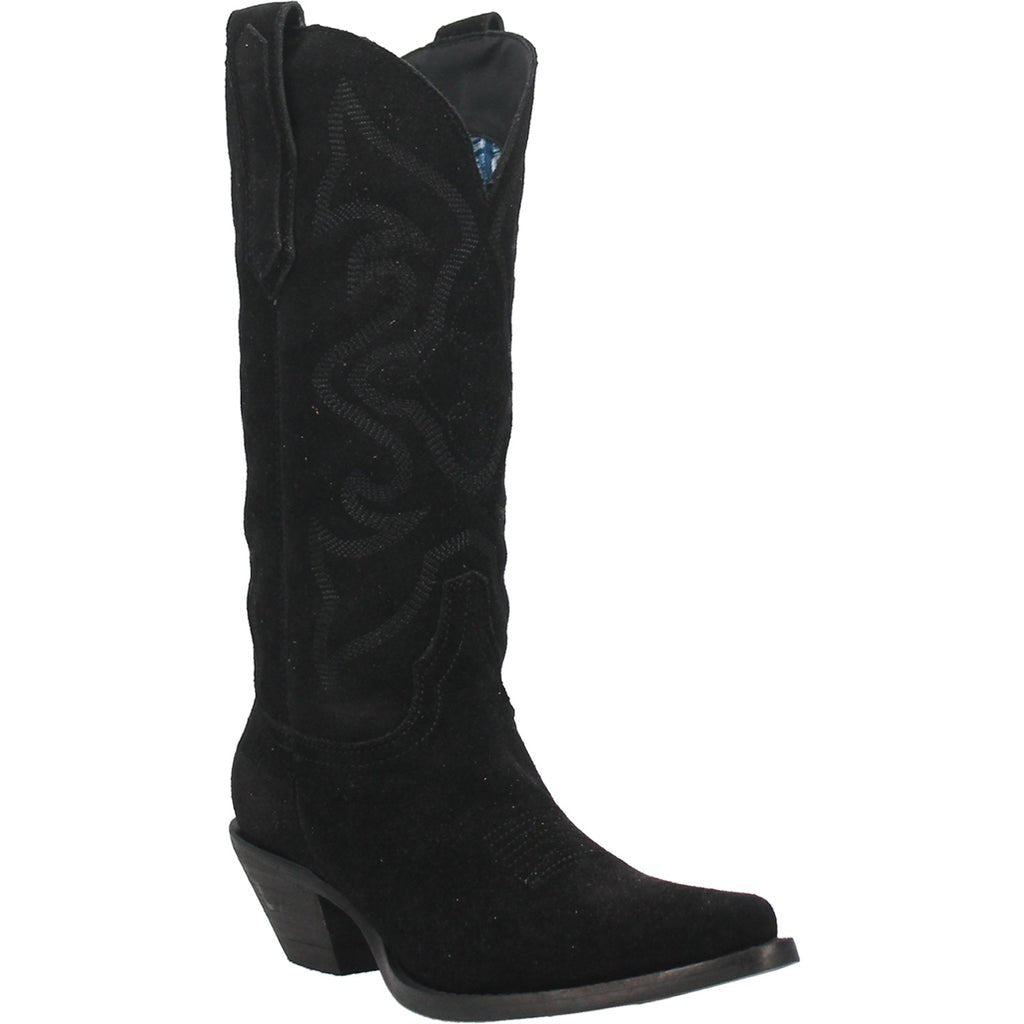 Dingo Women's 13" Out West Black Suede Snip Toe Western Boot - DI920 - BK - 6M