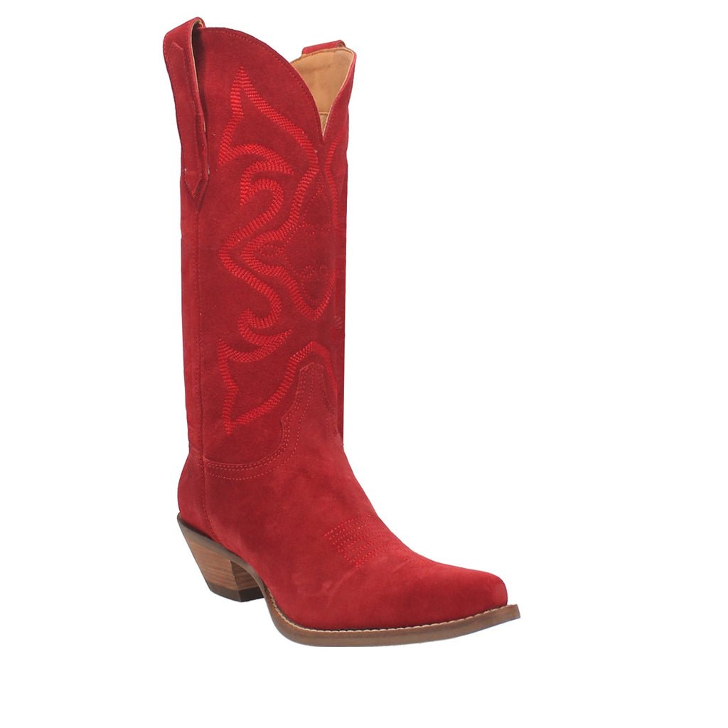 Dingo Women's 13" Out West Red Suede Snip Toe Western Boot - DI920 - RD - 6M