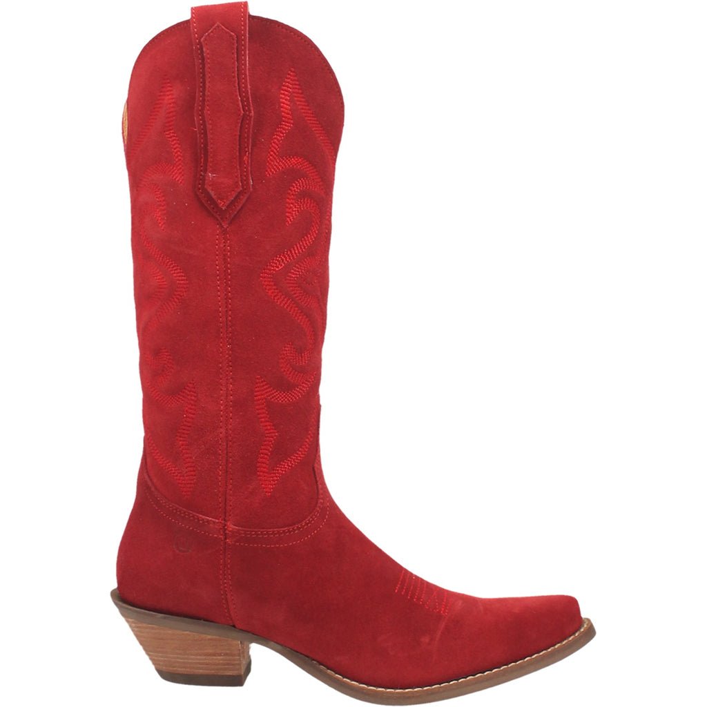 Dingo Women's 13" Out West Red Suede Snip Toe Western Boot - DI920 - RD - 6M