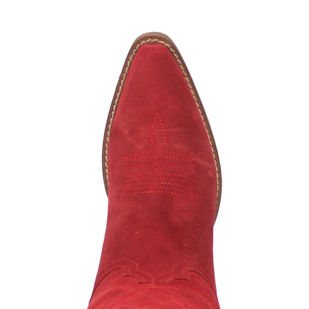 Dingo Women's 13" Out West Red Suede Snip Toe Western Boot - DI920 - RD - 6M