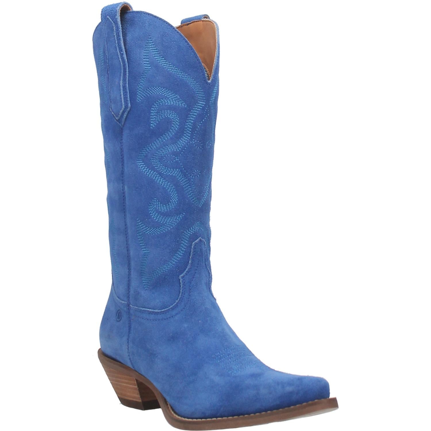 Dingo Women's 13" Out West Blue Suede Snip Toe Western Boot - DI920BLUE - 6