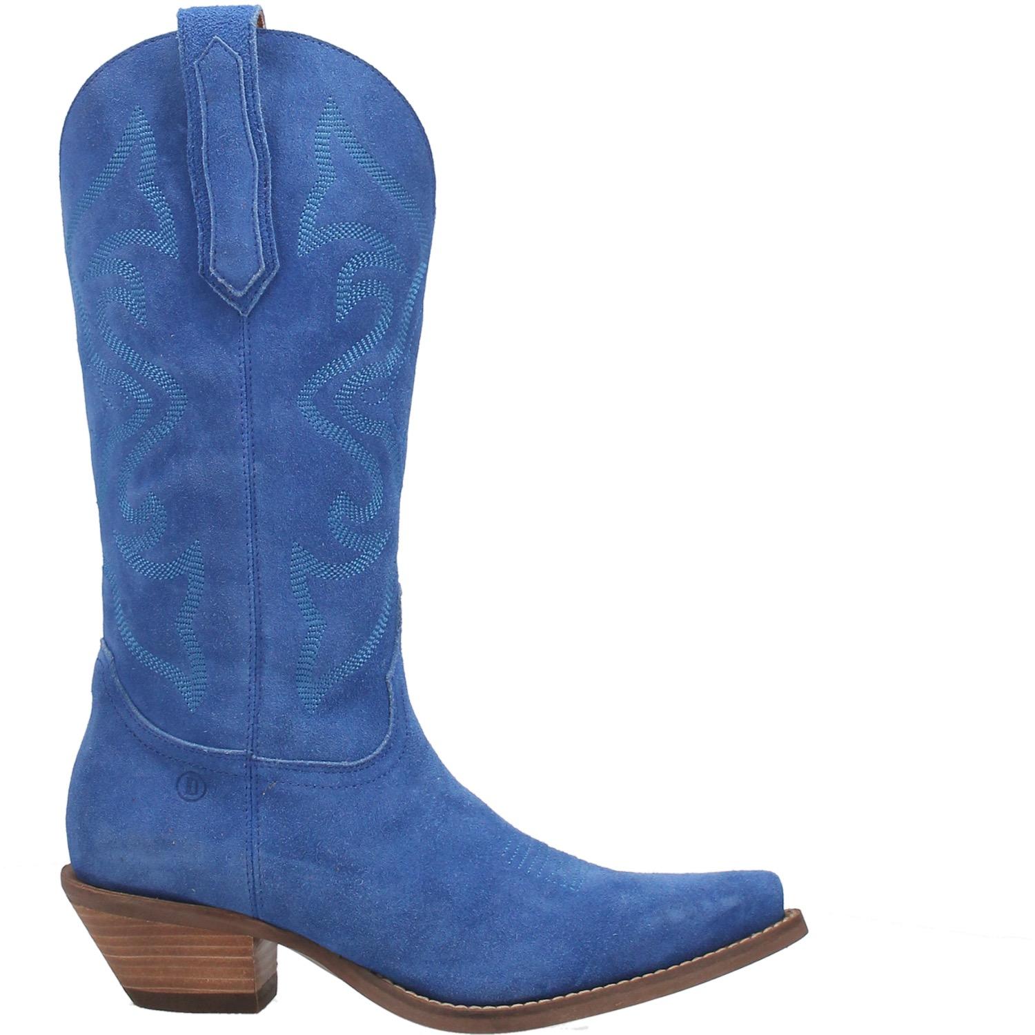 Dingo Women's 13" Out West Blue Suede Snip Toe Western Boot - DI920BLUE - 6