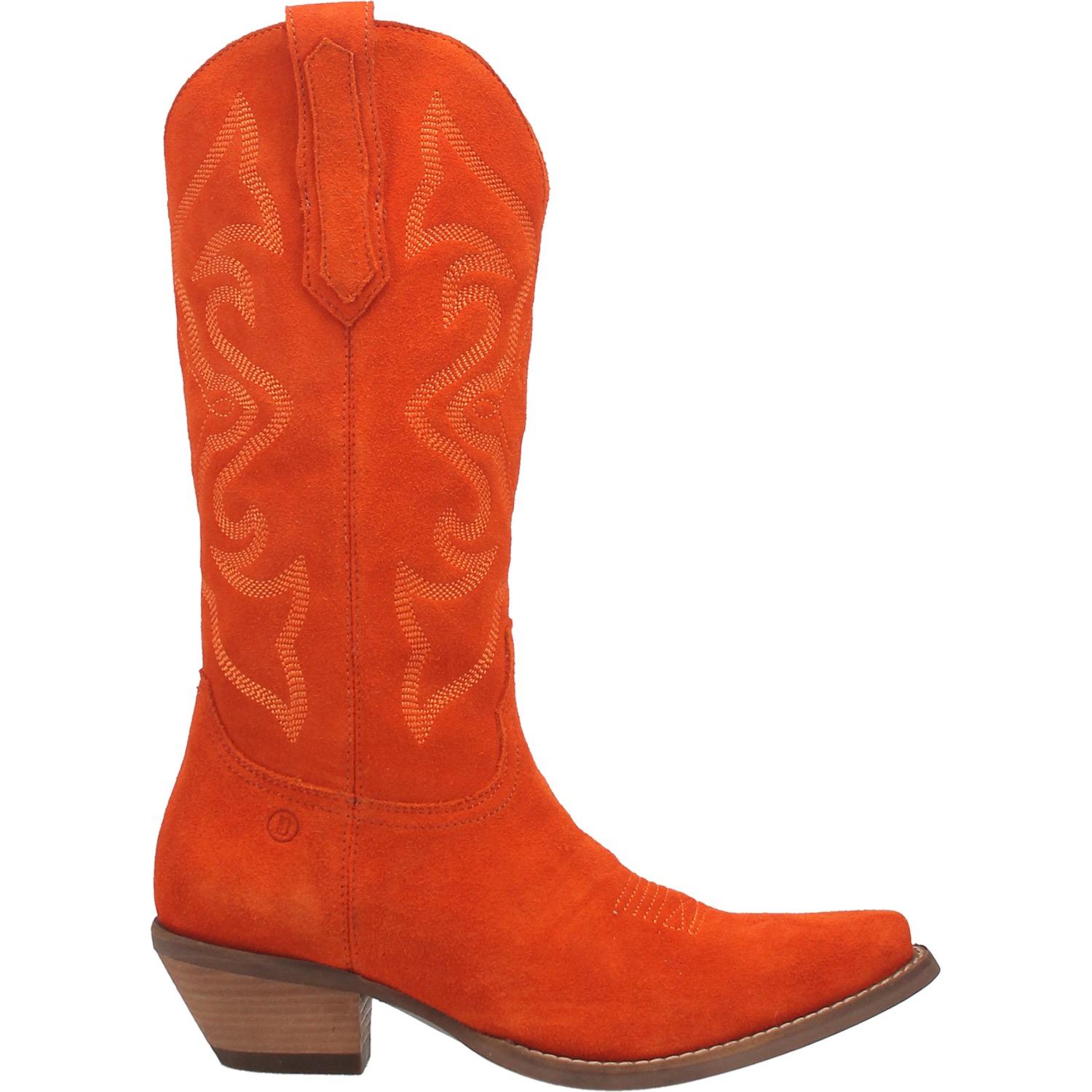 Dingo Women's 13" Out West Orange Suede Snip Toe Western Boot - DI920ORANGE - 6