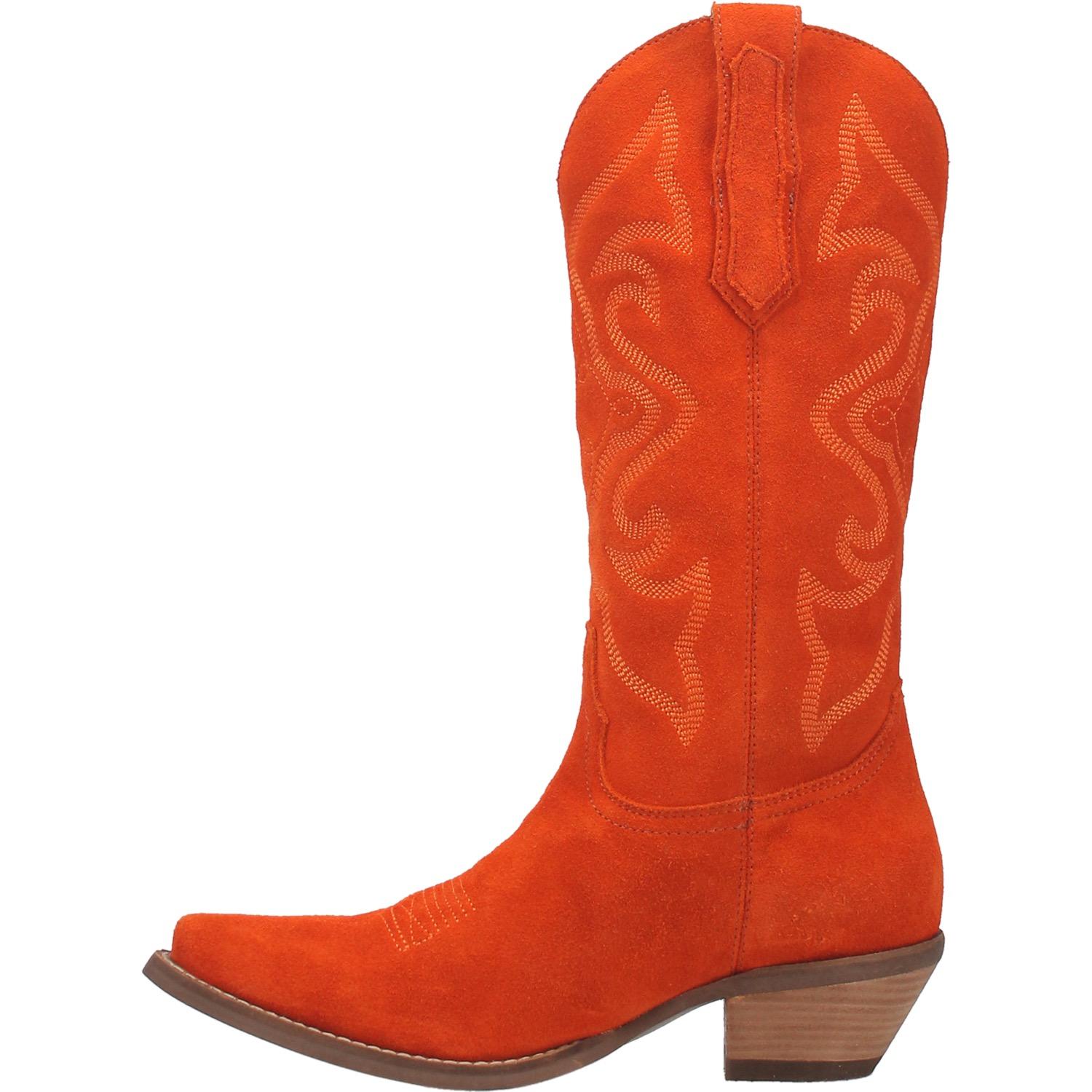 Dingo Women's 13" Out West Orange Suede Snip Toe Western Boot - DI920ORANGE - 6