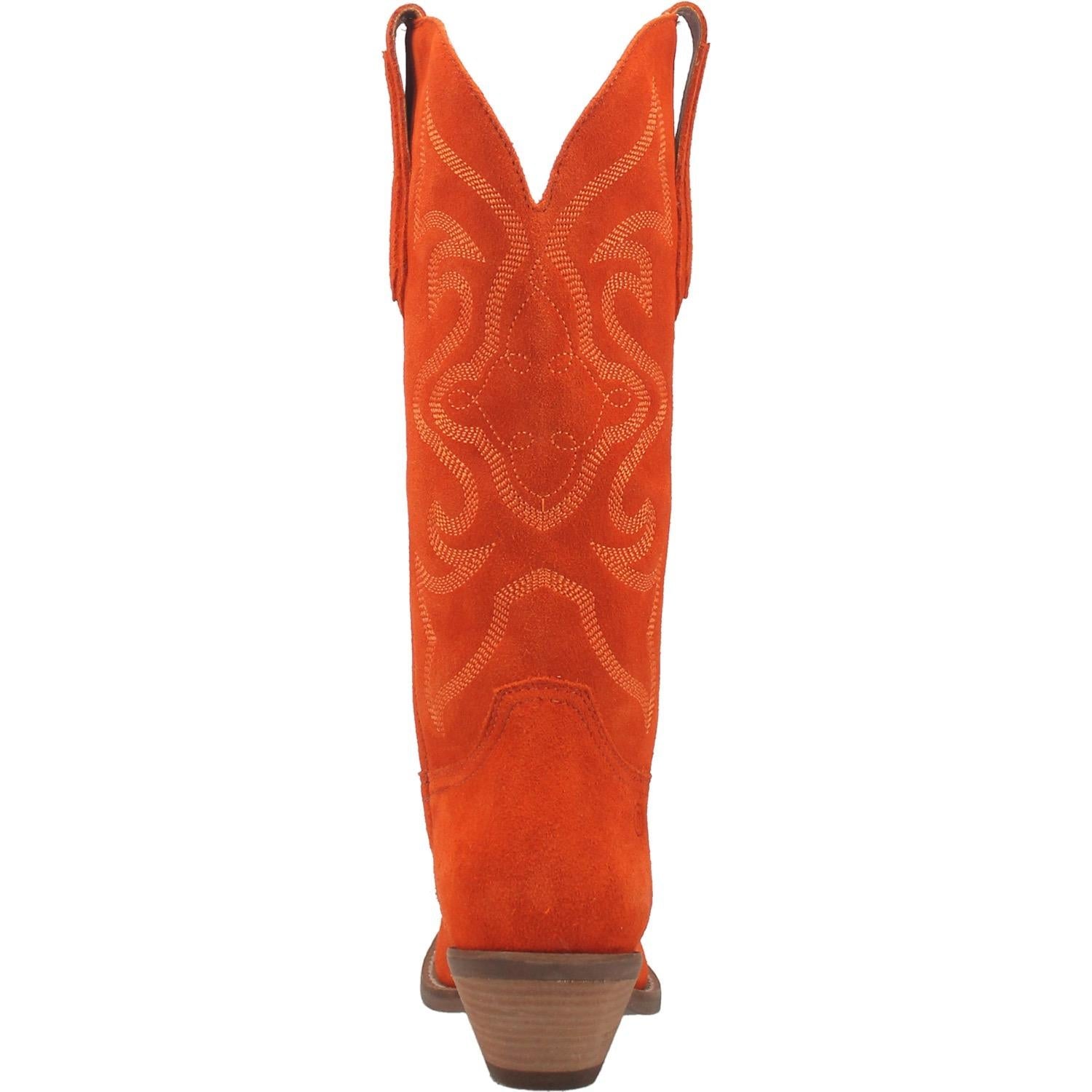 Dingo Women's 13" Out West Orange Suede Snip Toe Western Boot - DI920ORANGE - 6