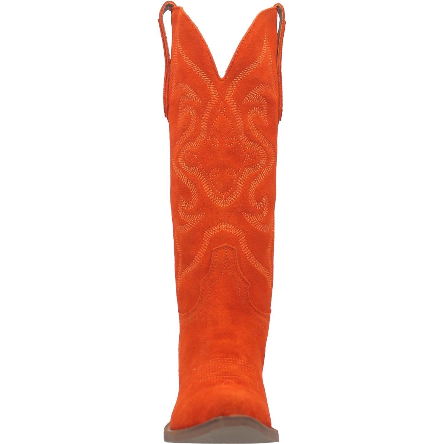 Dingo Women's 13" Out West Orange Suede Snip Toe Western Boot - DI920ORANGE - 6