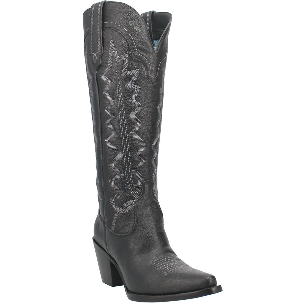 Dingo Women's 16" High Cotton Leather Black Snip Toe Western Boot - DI936 - BK - 6M