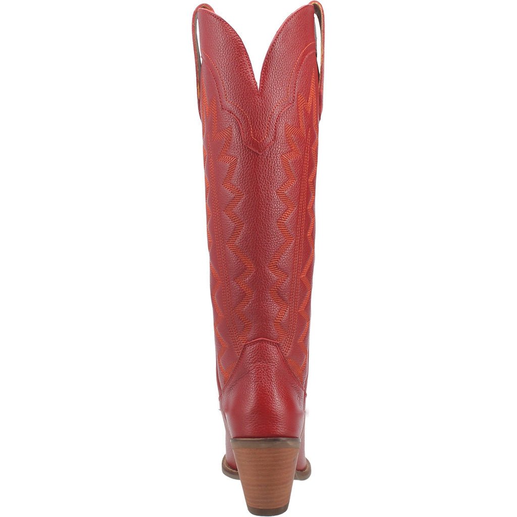 Dingo Women's 16" High Cotton Red Leather Snip Toe Western Boot - DI936 - RD - 6M