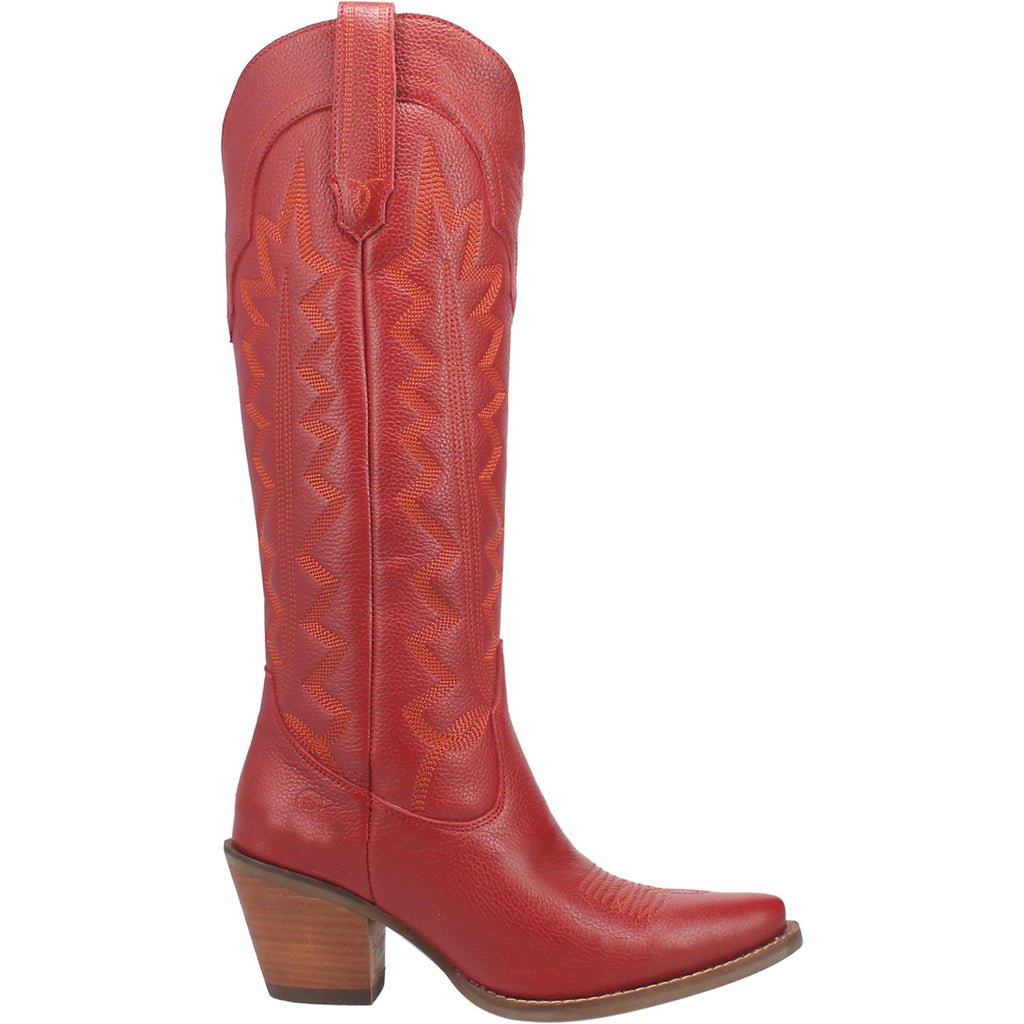 Dingo Women's 16" High Cotton Red Leather Snip Toe Western Boot - DI936 - RD - 6M