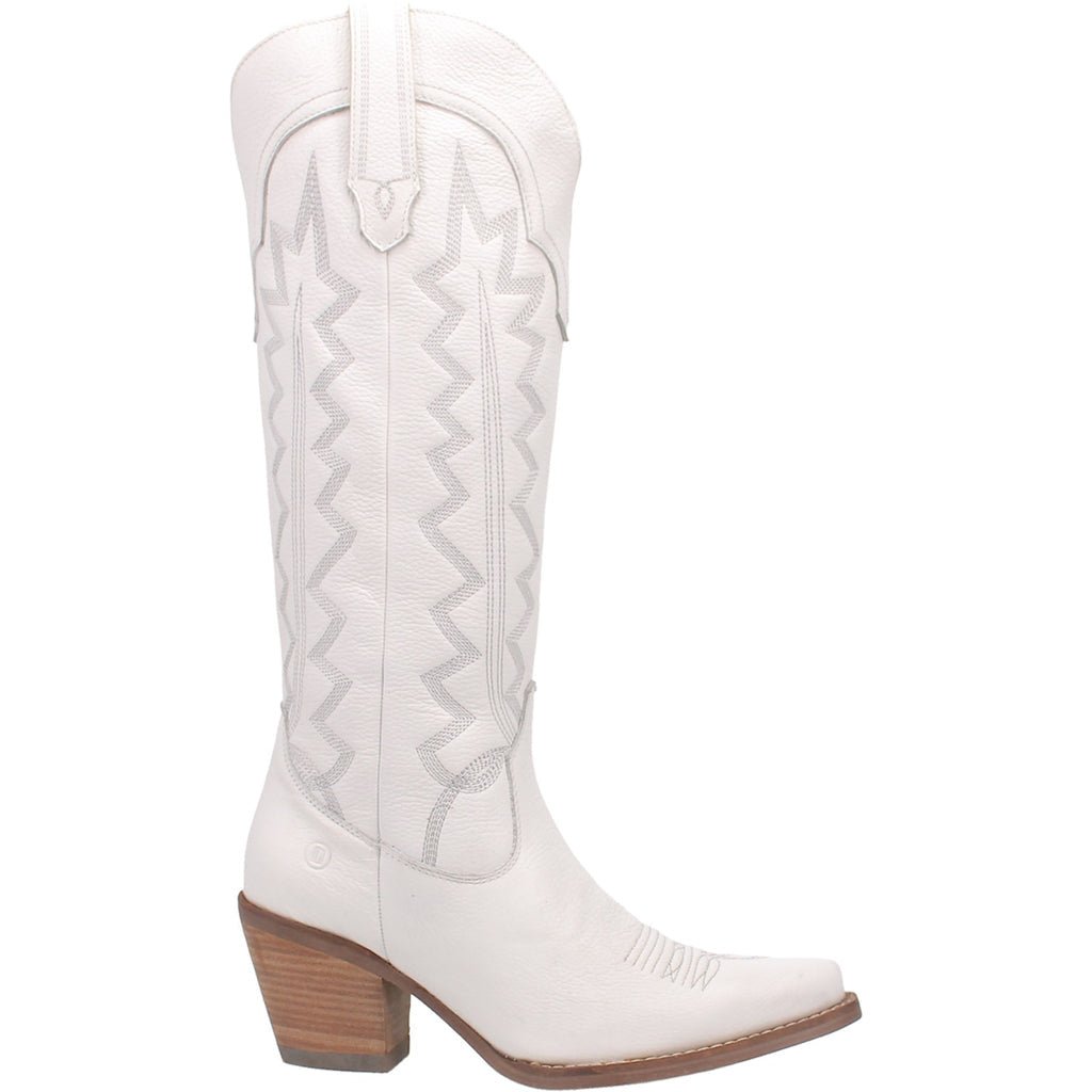 Dingo Women's 16" High Cotton Leather White Snip Toe Western Boot - DI936 - WH - 6M