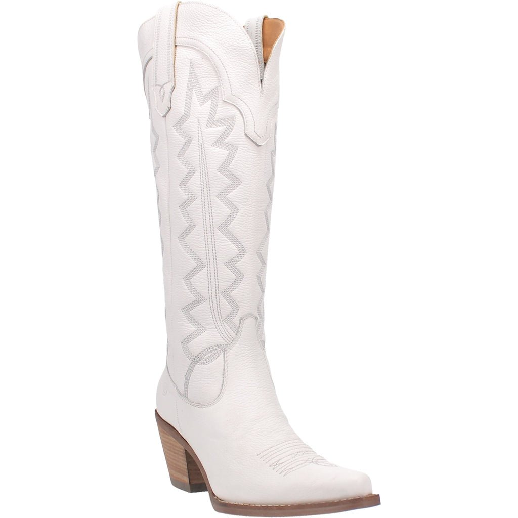 Dingo Women's 16" High Cotton Leather White Snip Toe Western Boot - DI936 - WH - 6M