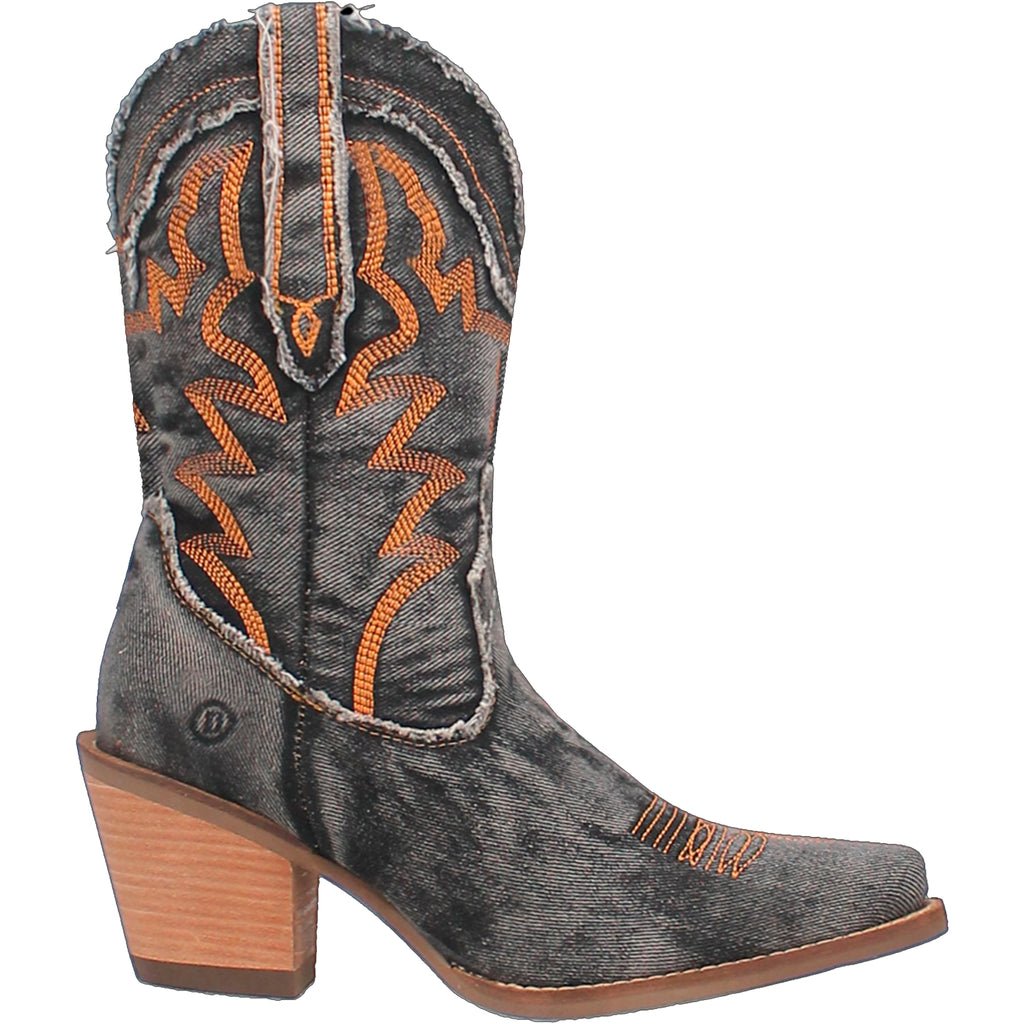 Dingo Women's 9" Y'all Need Dolly Black Denim Almond Toe Western Boot - DI950 - BK - 6M