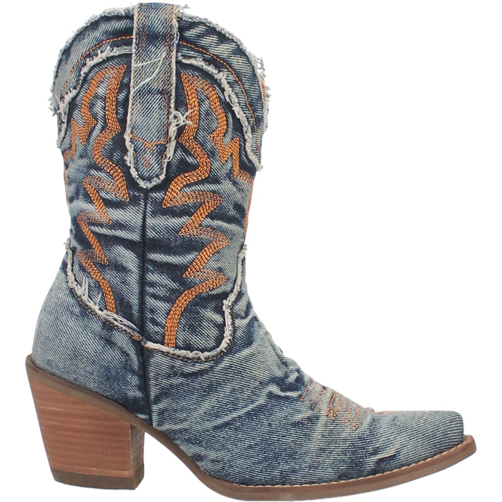 Dingo Women's 9" Y'all Need Dolly Denim Blue Almond Toe Western Boot - DI950 - BL - 6M