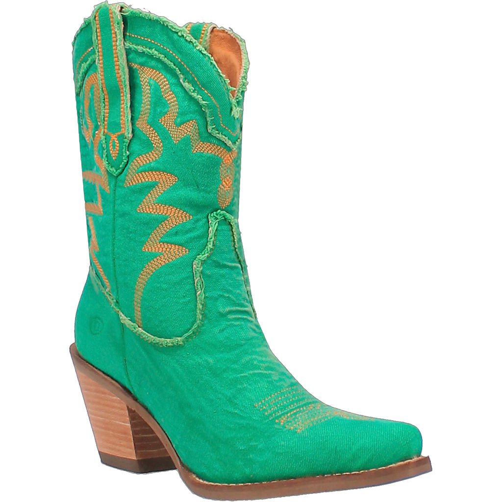 Dingo Women's 9" Y'all Need Dolly Green Denim Almond Toe Western Boot - DI950 - GN - 6M