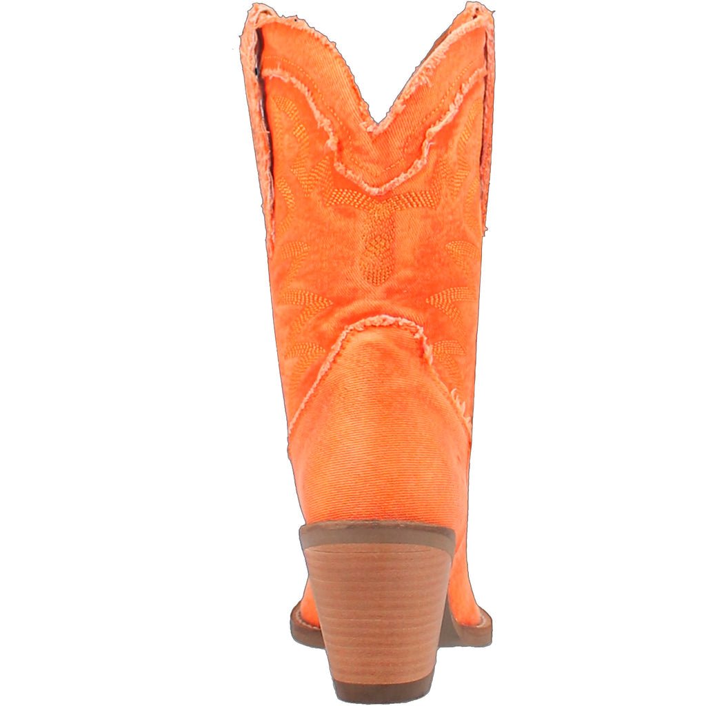 Dingo Women's 9" Y'all Need Dolly Orange Denim Almond Toe Western Boot - DI950 - OR - 6M