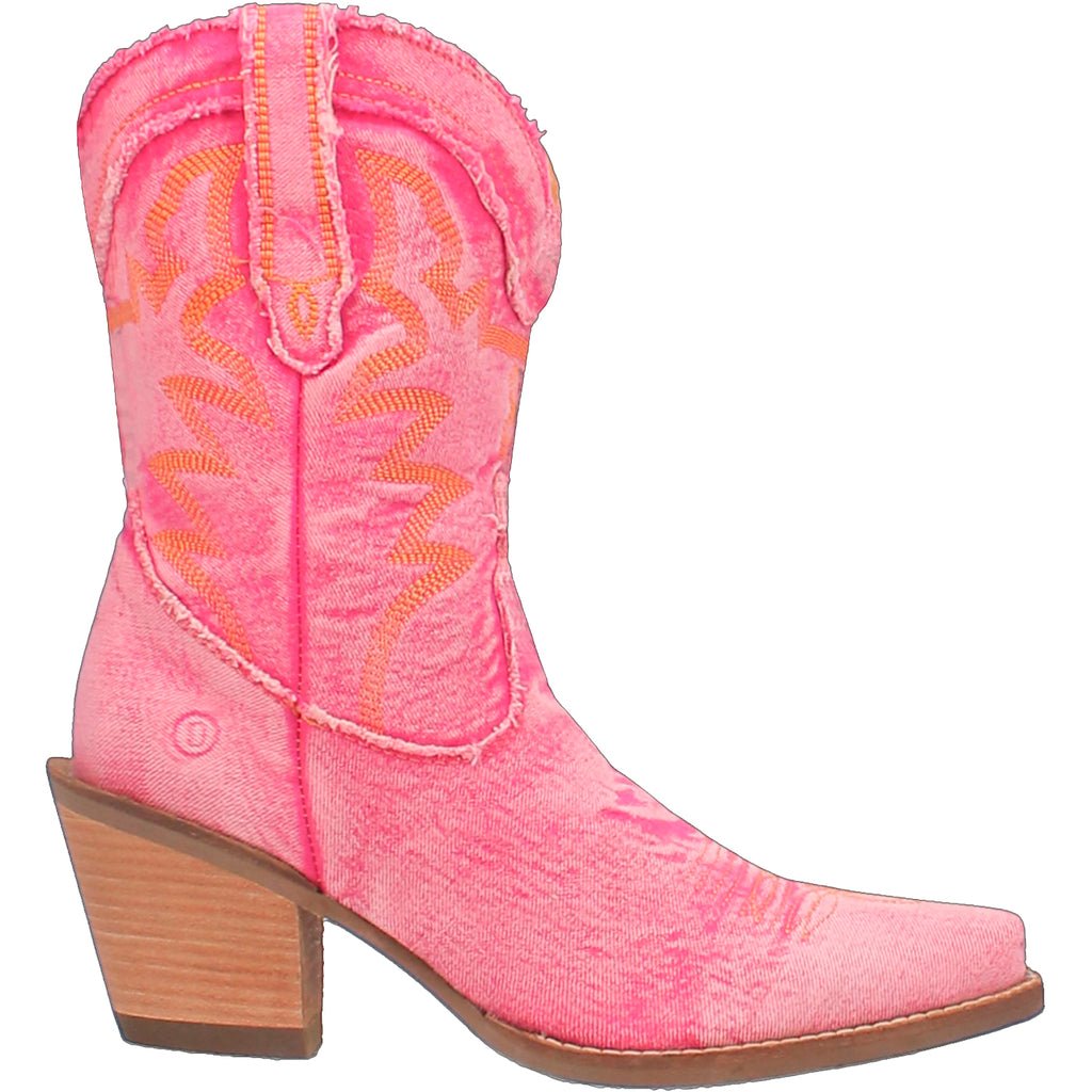 Dingo Women's 9" Y'all Need Dolly Pink Denim Almond Toe Western Boot - DI950 - PK - 6M