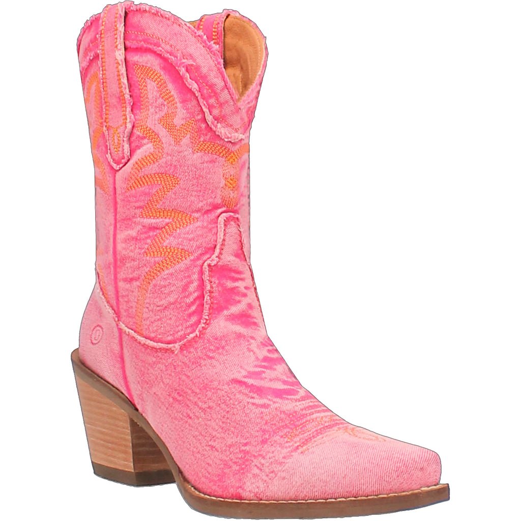 Dingo Women's 9" Y'all Need Dolly Pink Denim Almond Toe Western Boot - DI950 - PK - 6M