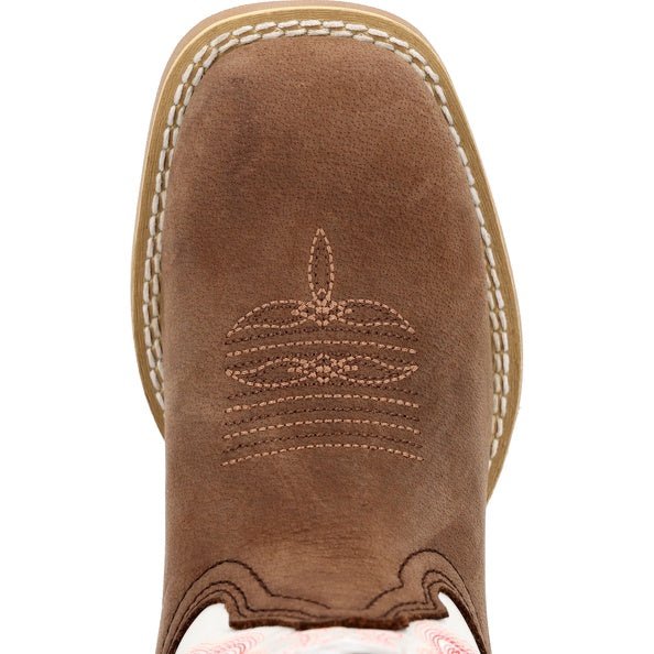 Durango Lil' Rebel Pro Little Kid's 8" Trail Brown and White Western Boot - DBT0242C - 8M