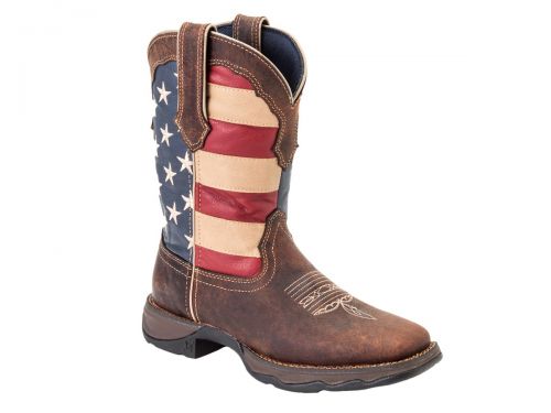 Durango Women's 10" Patriotic Square Toe Pull - On Western Flag Boot - RD4414 - 6M