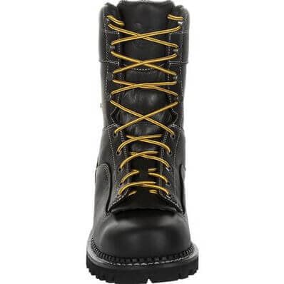 Georgia Boot Men's 9" Waterproof AMP LT Logger Black Low Heel Round Toe Work Boot - GB00271 - 7M