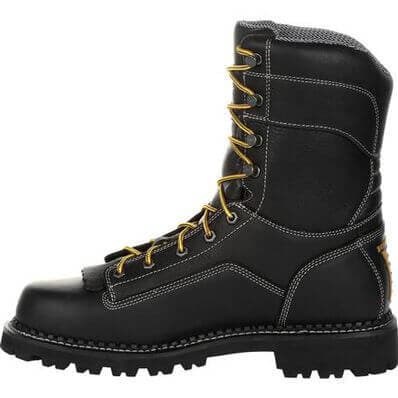 Georgia Boot Men's 9" Waterproof AMP LT Logger Black Low Heel Round Toe Work Boot - GB00271 - 7M