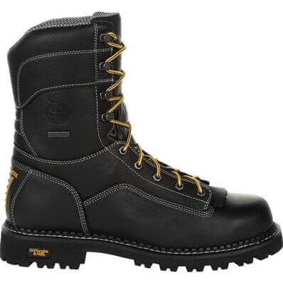 Georgia Boot Men's 9" Waterproof AMP LT Logger Black Low Heel Round Toe Work Boot - GB00271 - 7M