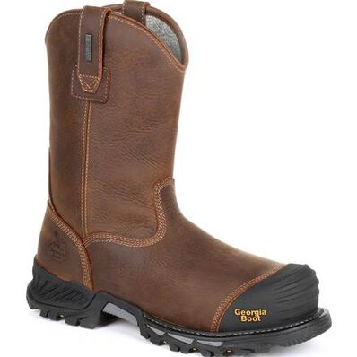 Georgia Boot Men's 10" Waterproof Rumbler Round Composite Toe Pull - On Work Boot - GB00286 - 8M