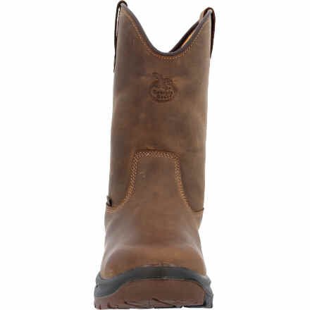 Georgia Boot Men's 10" Waterproof OT Round Toe Pull On Brown Work Boot - GB00523 - 8M