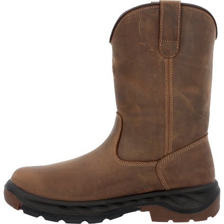 Georgia Boot Men's 10" Waterproof OT Round Toe Pull On Brown Work Boot - GB00523 - 8M