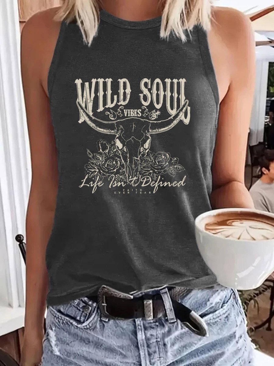 HIDDENBRAND Vintage Pattern Vest Top - Grey - HXL03437-Grey-S