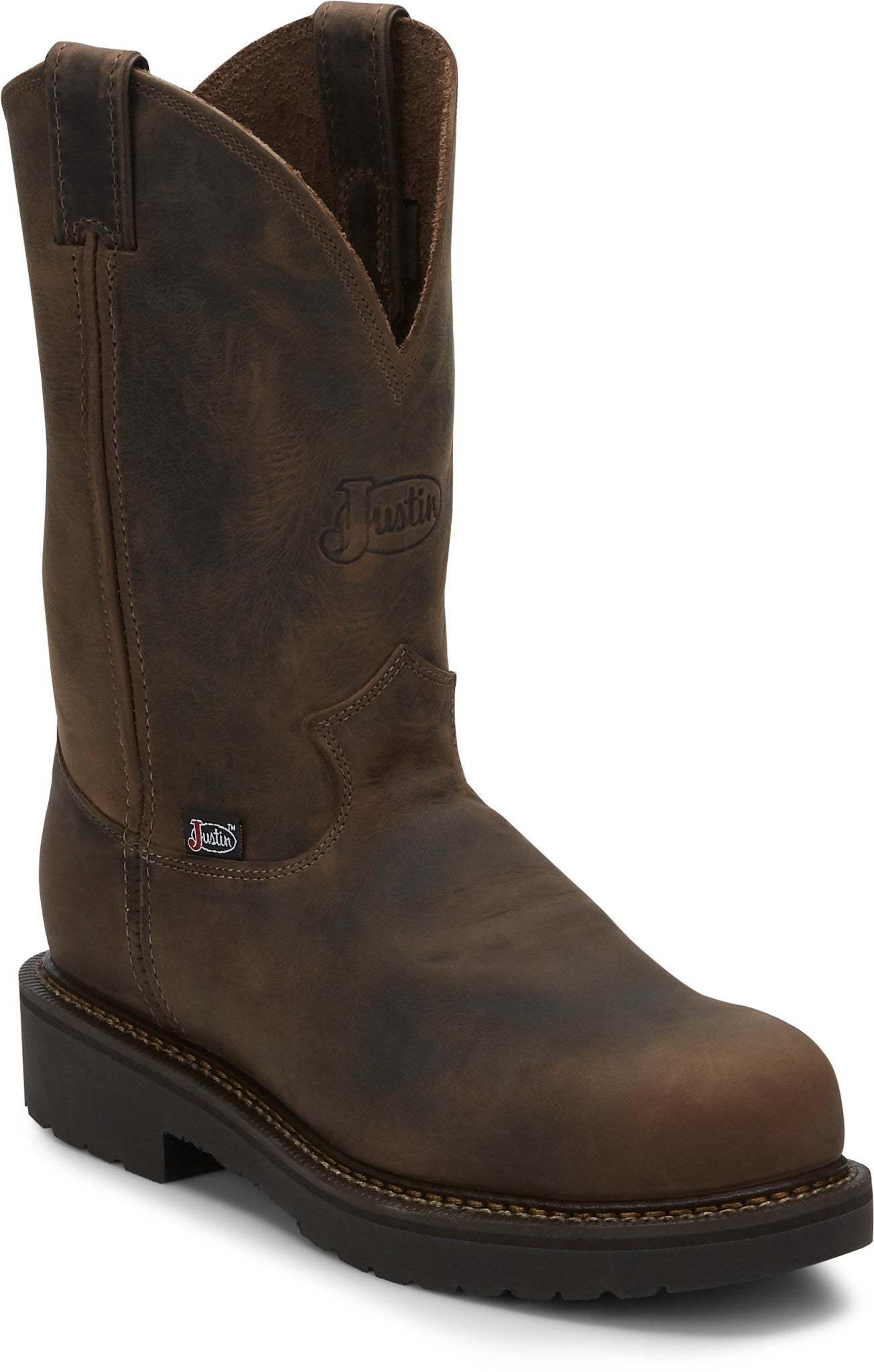 Justin Men's 11" Balusters Round Steel Toe Work Boot - 4445 - 6D