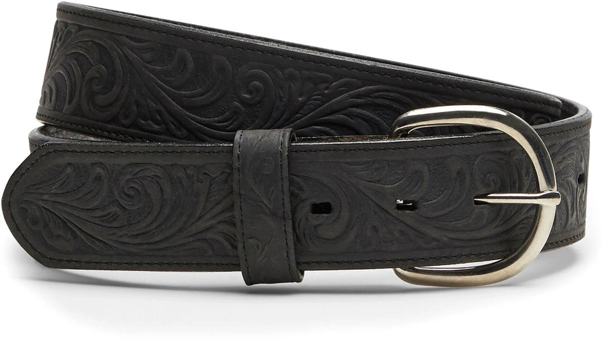 Justin Men's Western Belt Scroll Tooled Black Western Belt - 53903 - 26