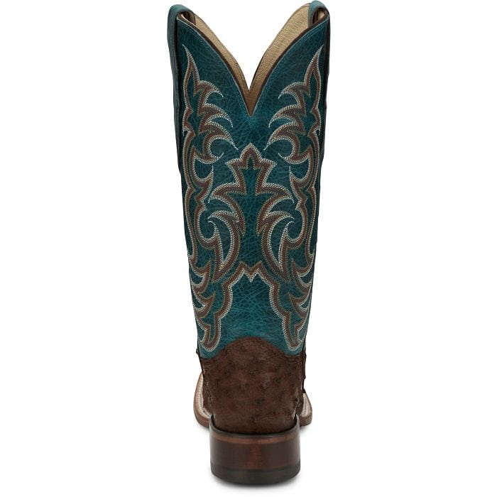 Justin Boots Women's 13" Cowgal Ostrich Wild Cigar Brown Square Toe Western Boots - AQ8651 - 6B