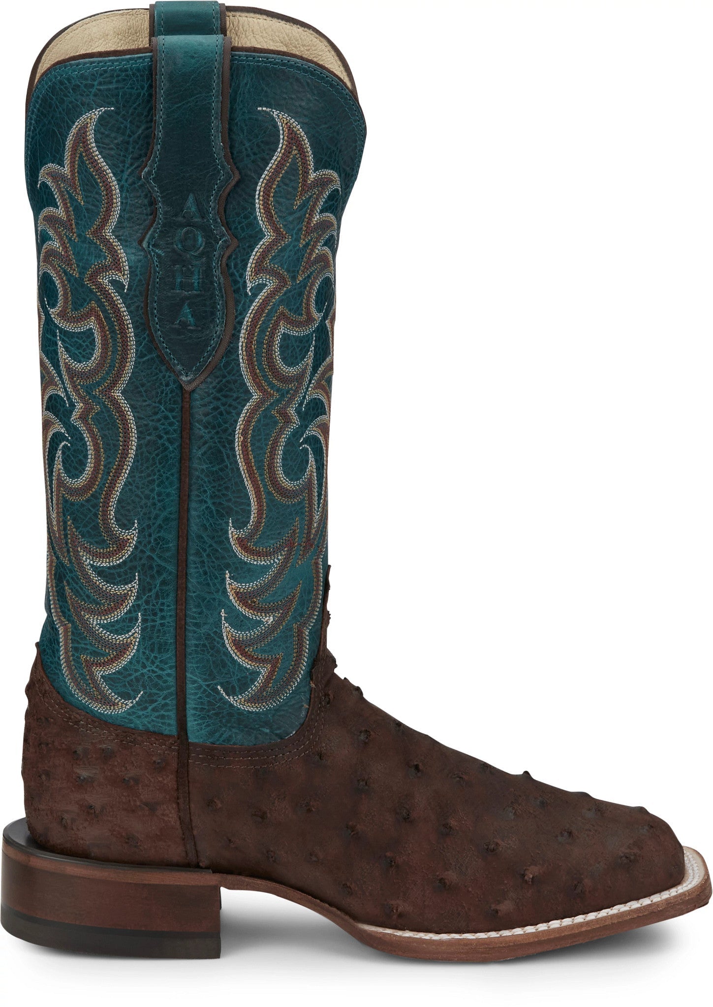 Justin Boots Women's 13" Cowgal Ostrich Wild Cigar Brown Square Toe Western Boots - AQ8651 - 6B