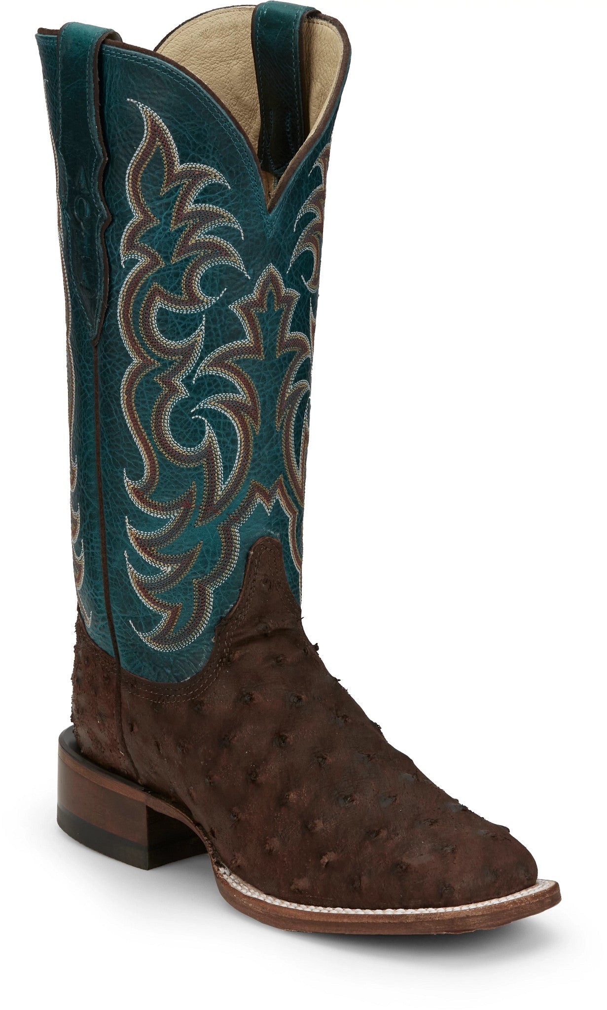 Justin Boots Women's 13" Cowgal Ostrich Wild Cigar Brown Square Toe Western Boots - AQ8651 - 6B