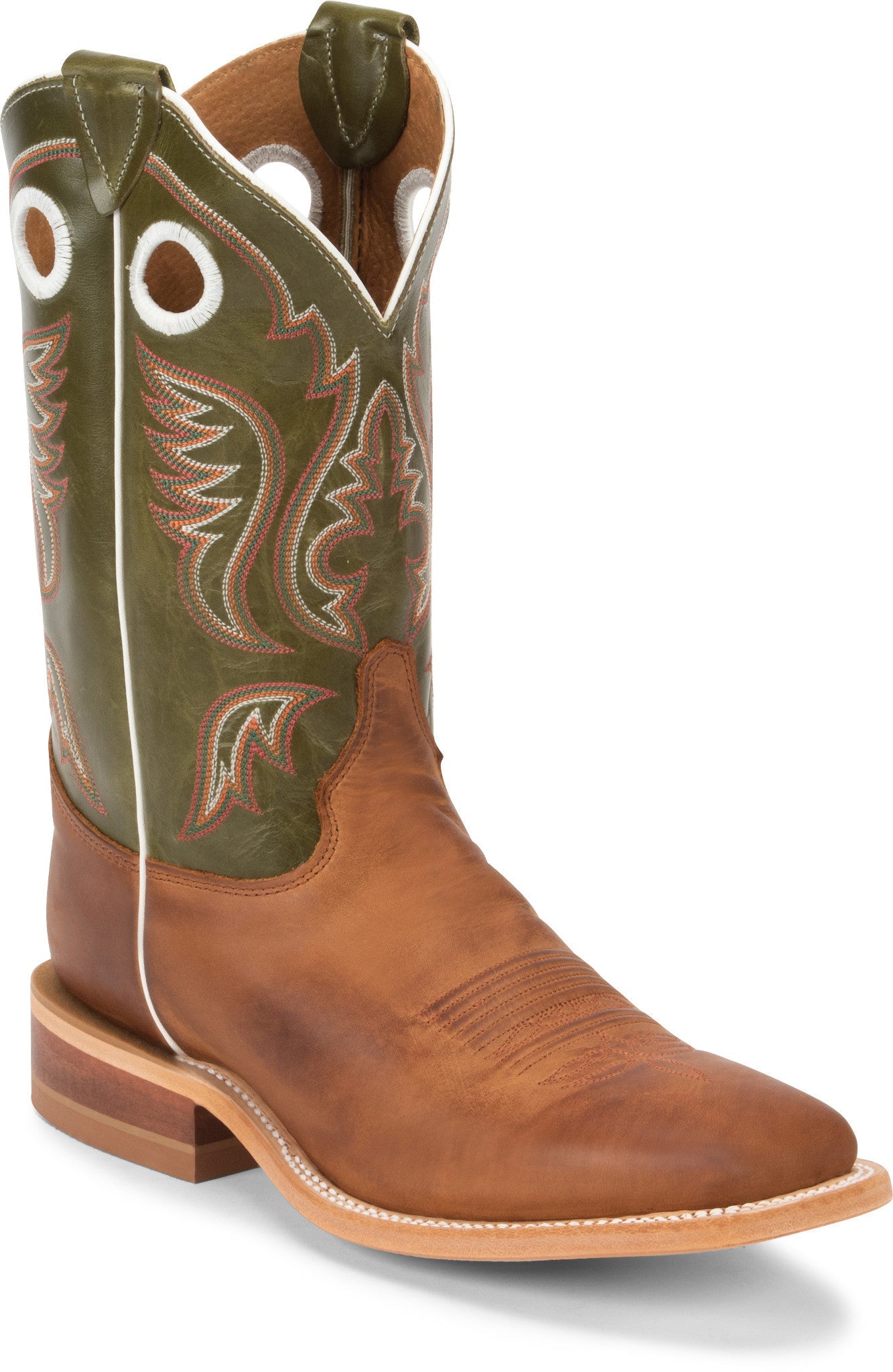 Justin Men's 11" Bent Rail Austin Cognac Brown Square Toe Western Boots - BR307 - 6D