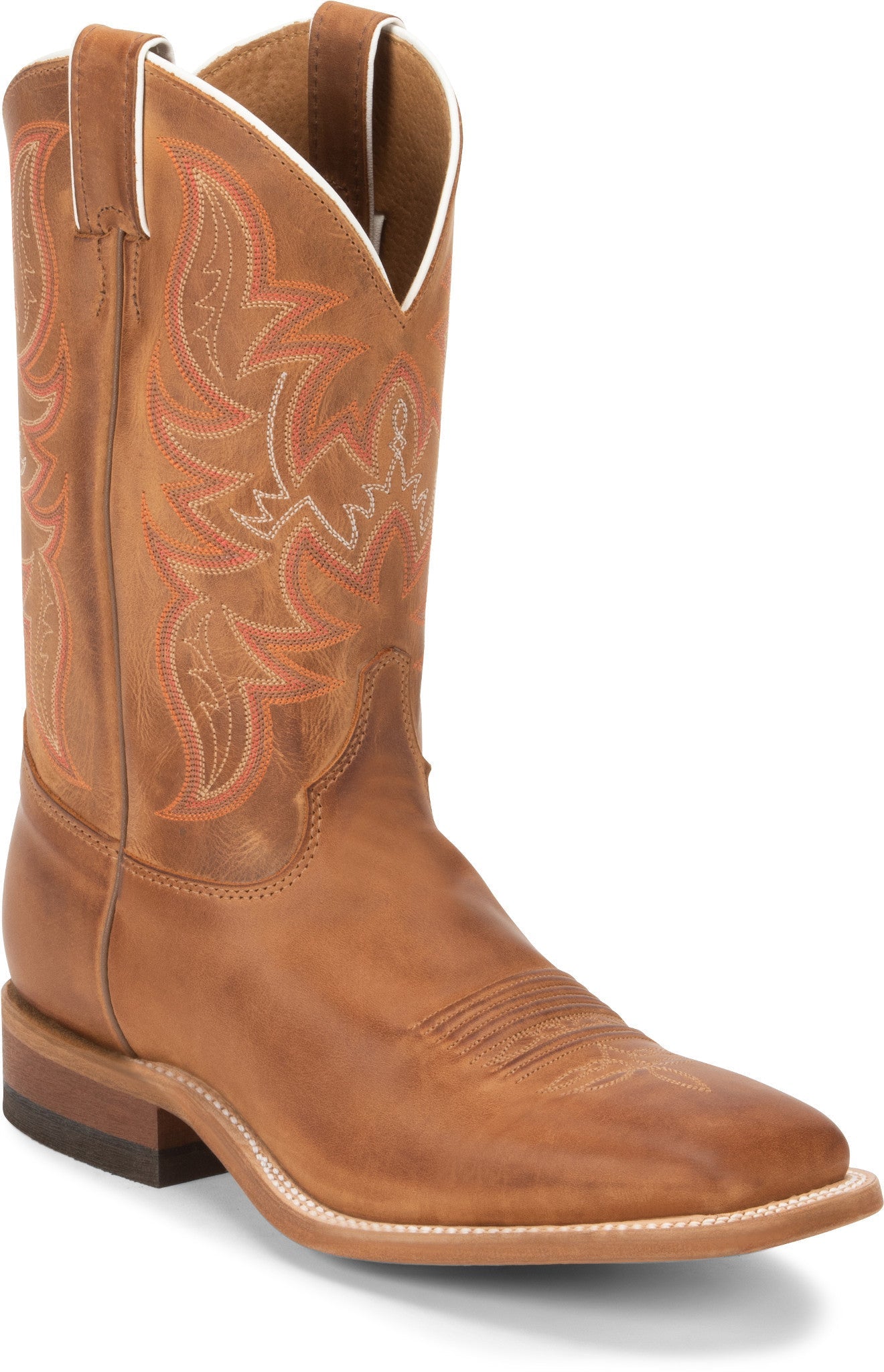 Justin Men's 11" Bent Rail Austin Distressed Cognac Square Toe Western Boots - BR735 - 6D