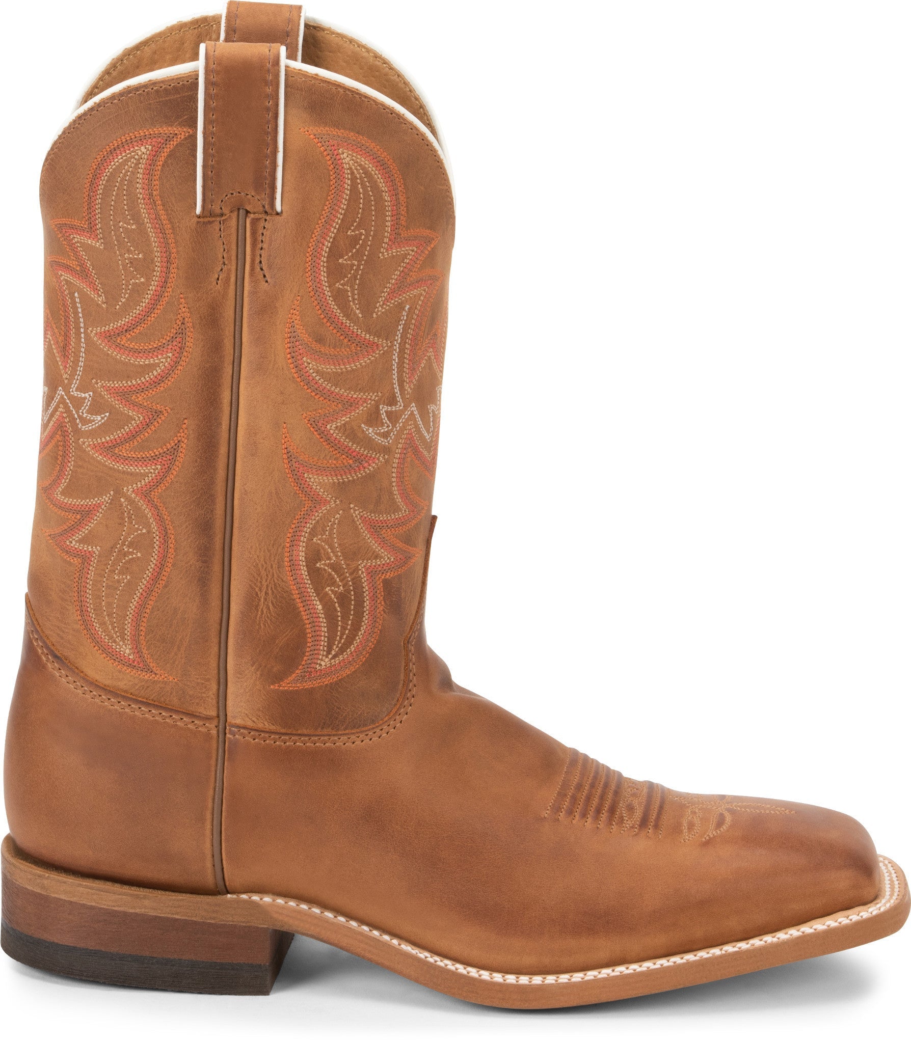 Justin Men's 11" Bent Rail Austin Distressed Cognac Square Toe Western Boots - BR735 - 6D