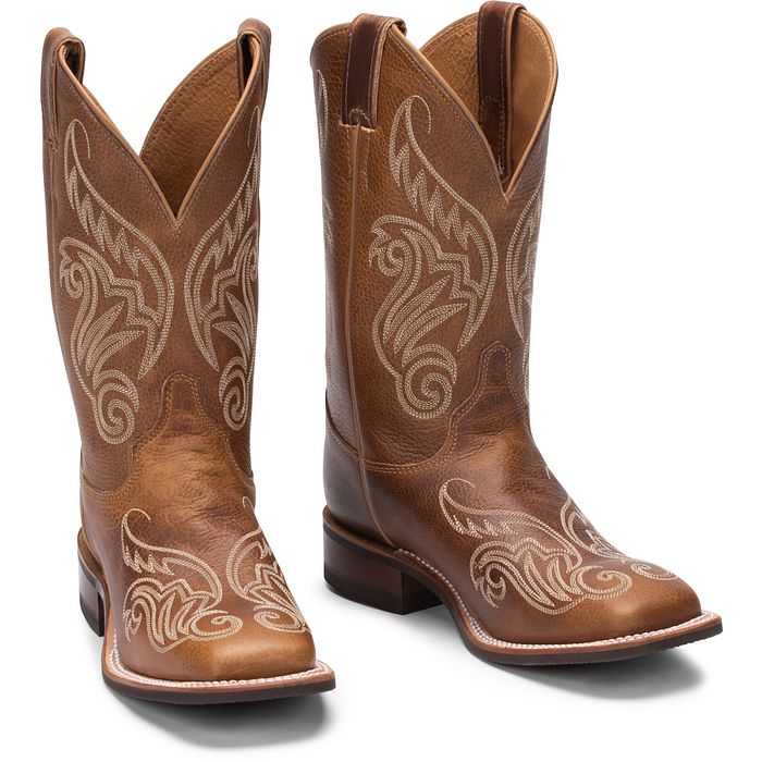 Justin Women's 11" Bent Rail Tan Square Toe Western Boot - BRL212 - 6B