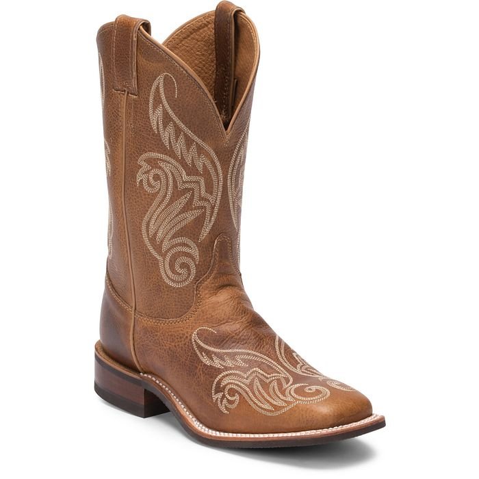 Justin Women's 11" Bent Rail Tan Square Toe Western Boot - BRL212 - 6B