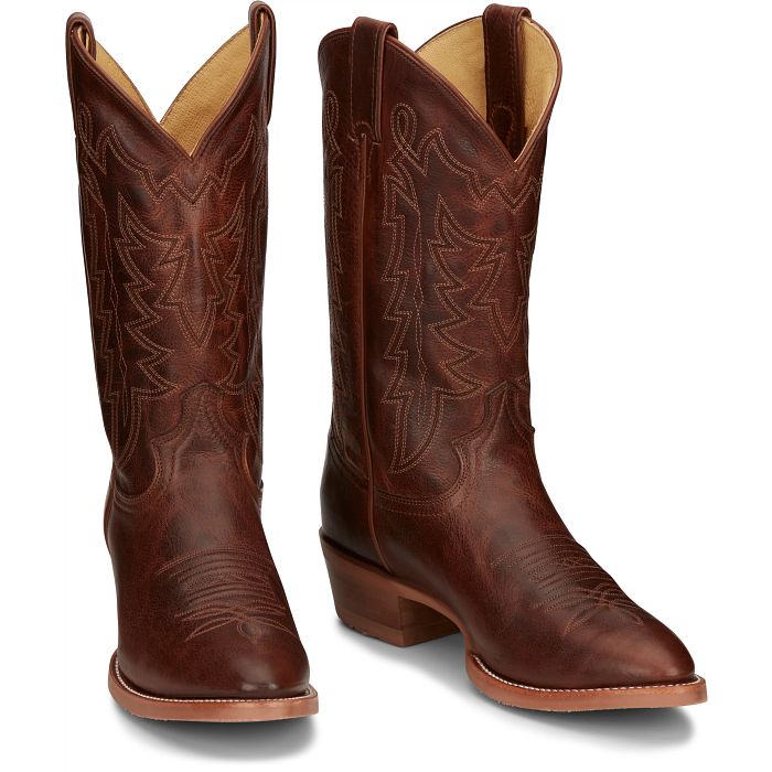 Justin Men's 12" Hayne Whiskey Cowhide Brown Round Toe Western Boot - CJ2000 - 8D